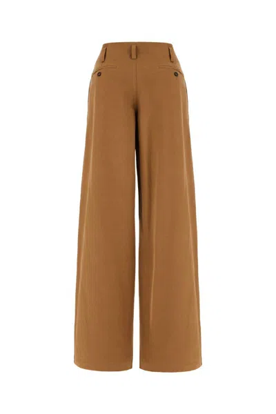 Chloé Brown Pants With Belt Loops And Wide Leg In Cotton Woman In Brown
