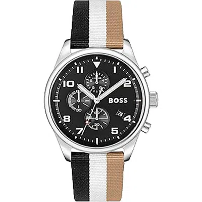 Hugo Boss Women's Leather Watch In Black And White In Multi