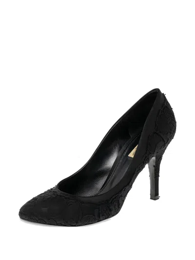 Pre-owned Dolce & Gabbana 90mm Lace Satin Pumps