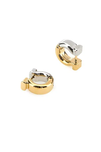 Ferragamo Two-tone Design Metal Hoop Earrings