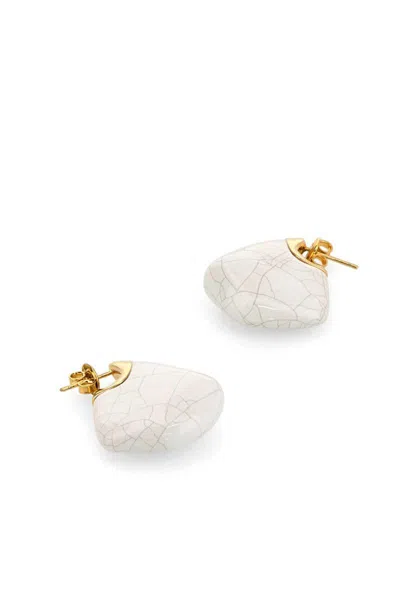 Bottega Veneta Ceramic And Silver Small Finn Earrings In White