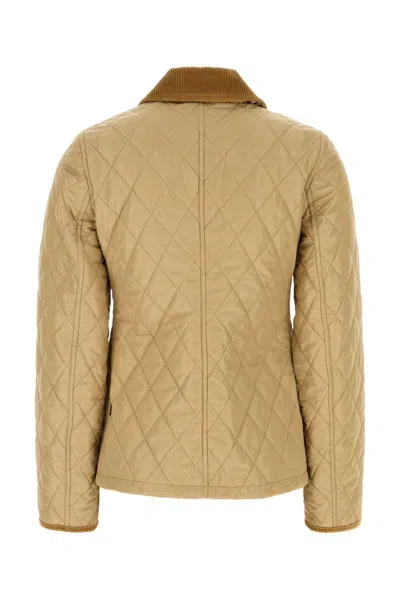 Burberry Oldham Beige Quilted Jacket With Corduroy Collar In Tech Fabric Woman