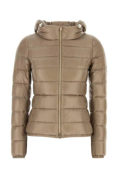 Herno Hooded Padded Quilted Down Jacket In Brown