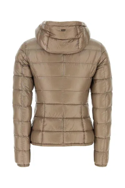 Herno Hooded Padded Quilted Down Jacket In Brown