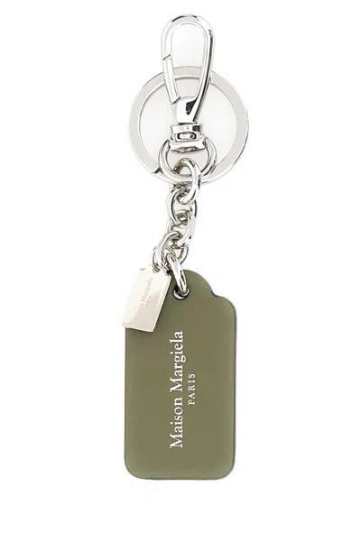 Maison Margiela Olive Green Leather Keyring In Green
