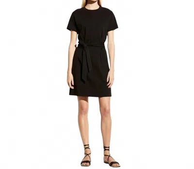 Vince Short Sleeve Waist Tiedress In Black In Black