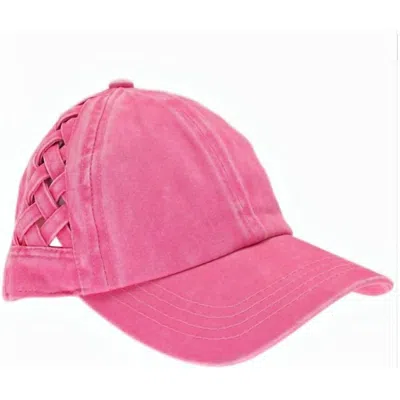 Cc Beanies Women's Woven Criss Cross Ponytail Cap In Pink