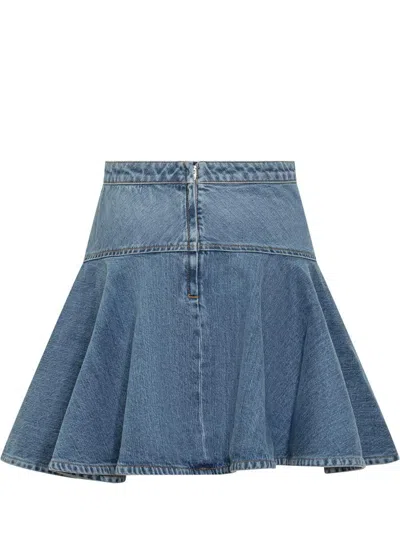 Givenchy Denim Flared Short A-line Skirt In Blue