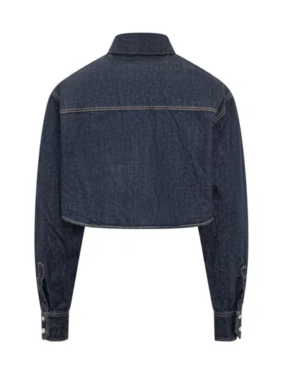 Dsquared2 Icon Logo Embroidered Denim Shirt In Blue