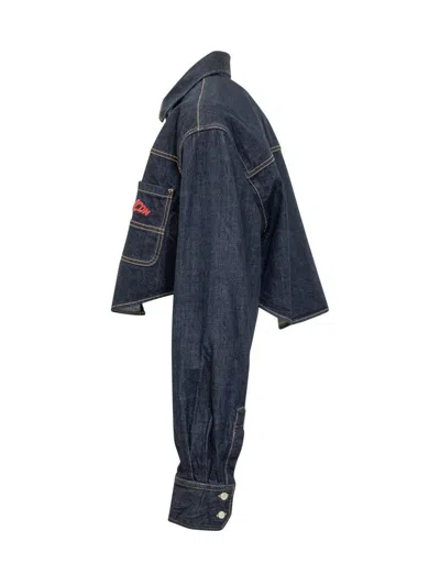 Dsquared2 Icon Logo Embroidered Denim Shirt In Blue
