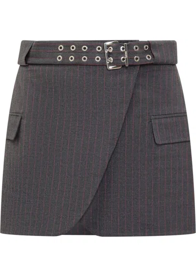 Ganni Stripe Skirt In Gray