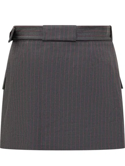 Ganni Stripe Skirt In Gray