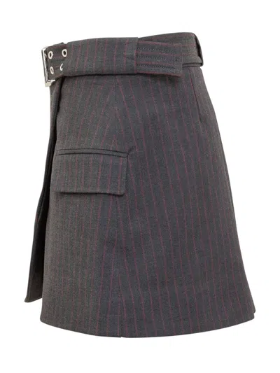 Ganni Stripe Skirt In Gray