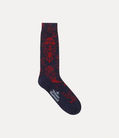 Vivienne Westwood Sock Checkboard Navy Blue 9-11 Unisex