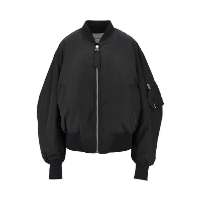 Attico Padded Nylon Oversized Bomber Jacket In Black
