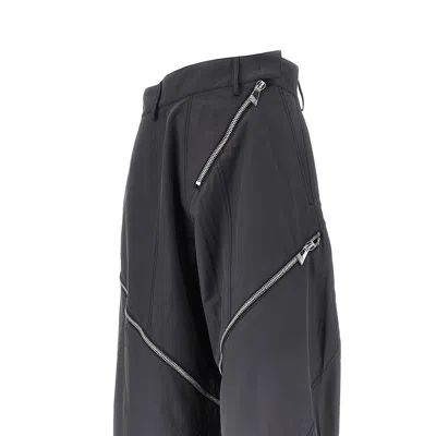 Attico Womens Dark Grey Zip-fastening Balloon-leg Cotton-blend Trousers In Blue