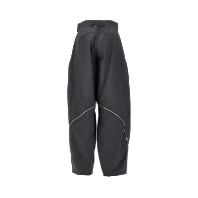 Attico Womens Dark Grey Zip-fastening Balloon-leg Cotton-blend Trousers In Blue