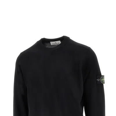 Stone Island Ribbed Crewneck Sweater With Long Sleeves In Black