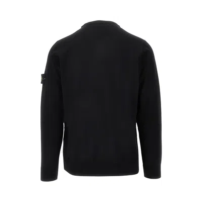 Stone Island Ribbed Crewneck Sweater With Long Sleeves In Black