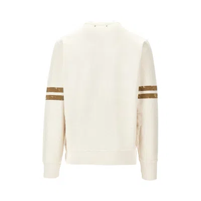 Golden Goose Ivory Cotton Sweatshirt With Contrasting Logo In Gray