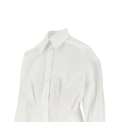 Attico Fitted Waistline Poplin Shirt In White