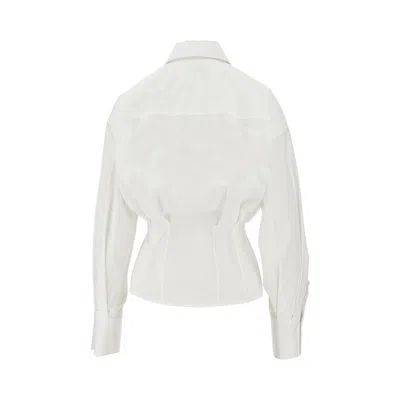 Attico Fitted Waistline Poplin Shirt In White