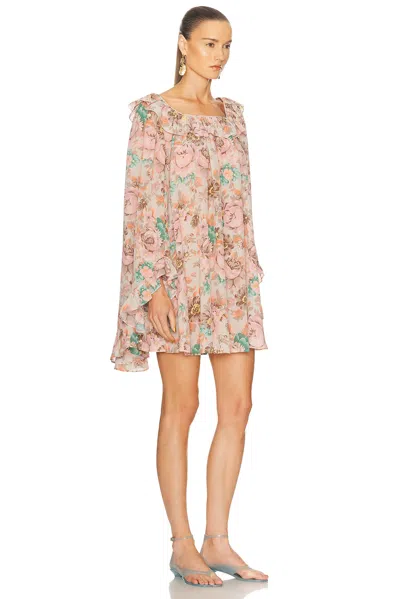Chloé Bouquet-printed Organic Silk Crepe De Chine Mini Cape Dress