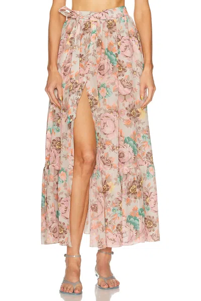 Chloé Belted Floral-print Silk Crepe De Chine Maxi Skirt In Multi