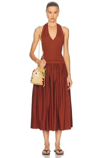A.l.c Nora Cotton Midi Dress In Dark Bosco