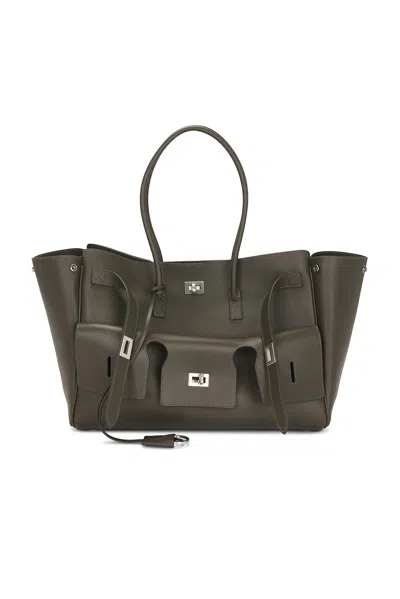 Balenciaga Medium Bel Air Carry All Leather Tote In Green