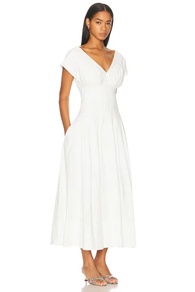 Simkhai Nina Pleated Cotton-blend Poplin Midi Dress In White
