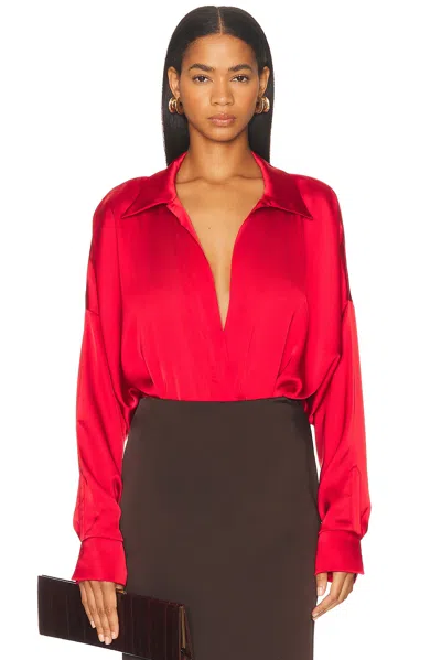 Norma Kamali Super Oversized Boyfriend Shirt Bodysuit