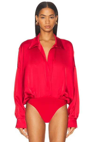 Norma Kamali Super Oversized Boyfriend Shirt Bodysuit