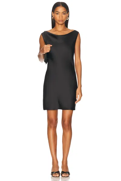 Norma Kamali Sleeveless Low Back Drape Mini Dress In Black