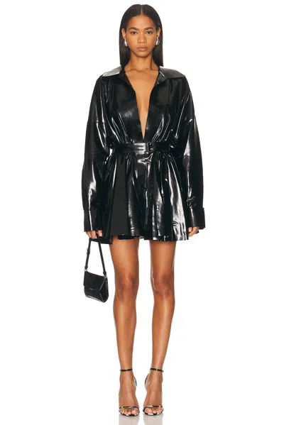 Norma Kamali Super Oversized Boyfriend Shirt Flared Mini Dress