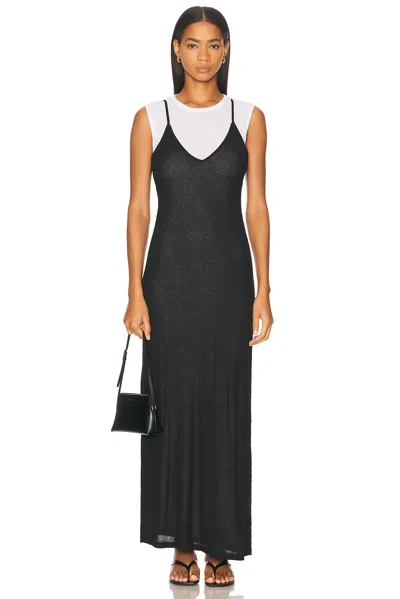 Leset Rozzi V Neck Muscle Maxi Dress In Black