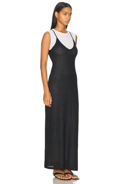 Leset Rozzi V Neck Muscle Maxi Dress In Black