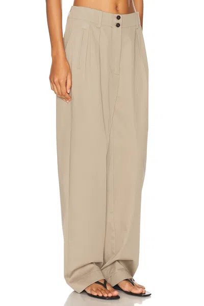 Skall Studio Womens Stone Moss Painter Pleated Wide-leg Cotton Trousers In Neutral