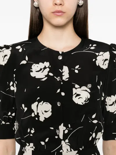 Alessandra Rich Rose-print Mini Dress In Black