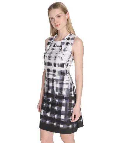 Calvin Klein Variegated Print Sheath Dress In Black