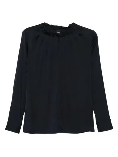 Hugo Boss Keyhole Blouse In Black