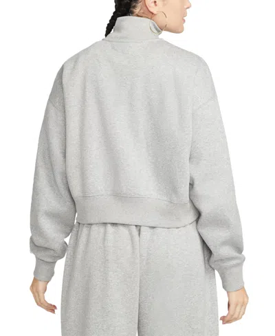 Nike Phoenix Fleece Cropped Quarter Zip Sweatshirt In Gray