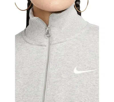 Nike Phoenix Fleece Cropped Quarter Zip Sweatshirt In Gray