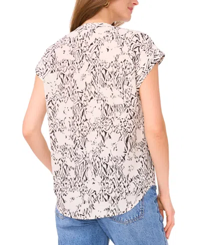 Vince Camuto Abstract Print Short Sleeve Top In Neutral