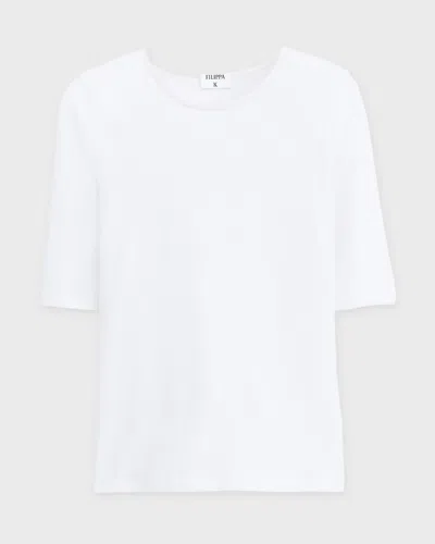 Filippa K T-shirt Cotton Stretch Elbow Sleeve Vit
