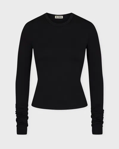 Éterne Topp Fitted Crewneck Long Sleeve Svart