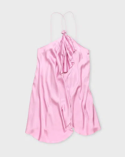 Acne Studios Ruffled Halterneck Satin Minidress In Purple