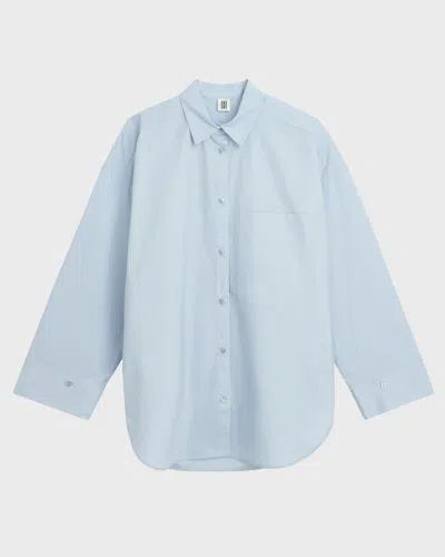 By Malene Birger Derris Shirt With Chest Pocket And Long Sleeves In Periwinkle Blue