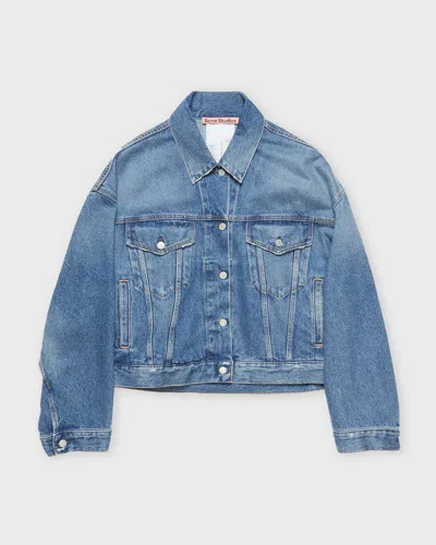 Acne Studios Relaxed Cropped Denim Jacket In Blue