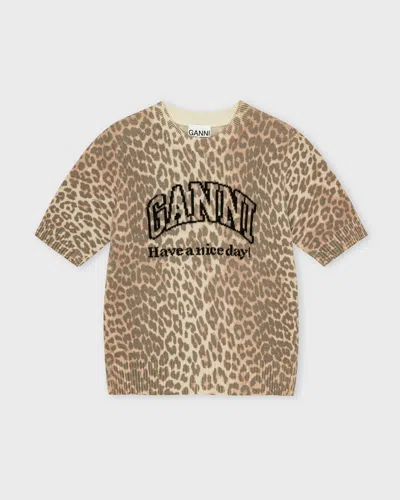 Ganni Leopard Wool T-shirt